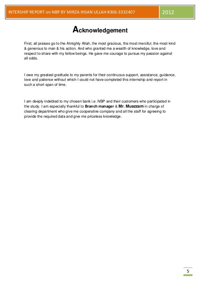 internship report on nbp 2012